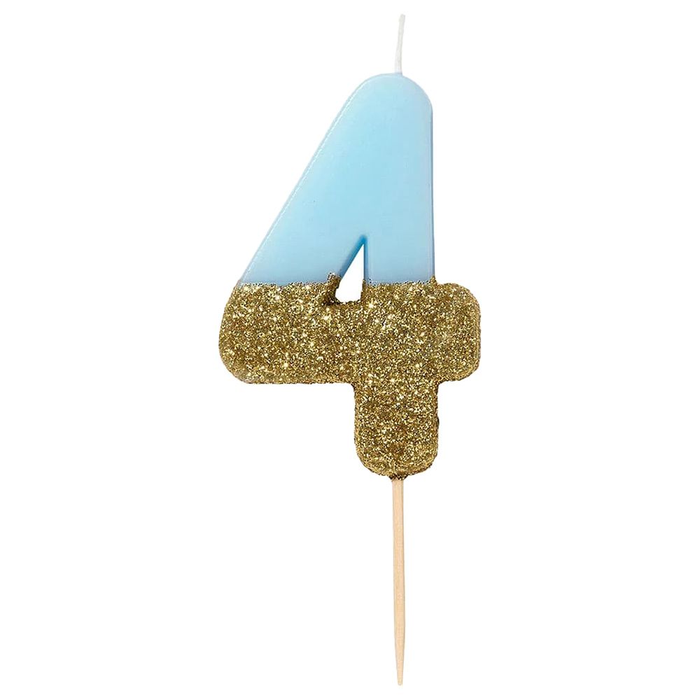 Talking Tables - We Heart Birthdays Glitter Number Candle 4 - Blue