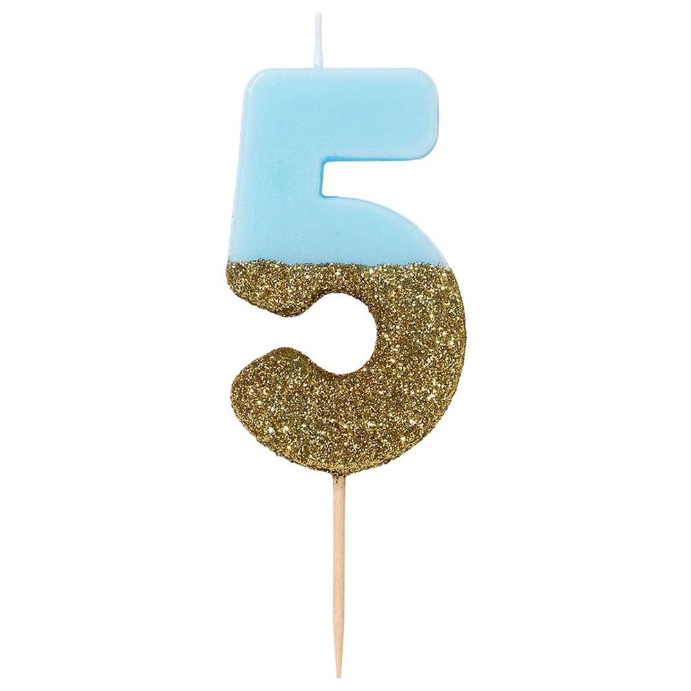 Talking Tables - We Heart Birthdays Glitter Number Candle 5 - Blue