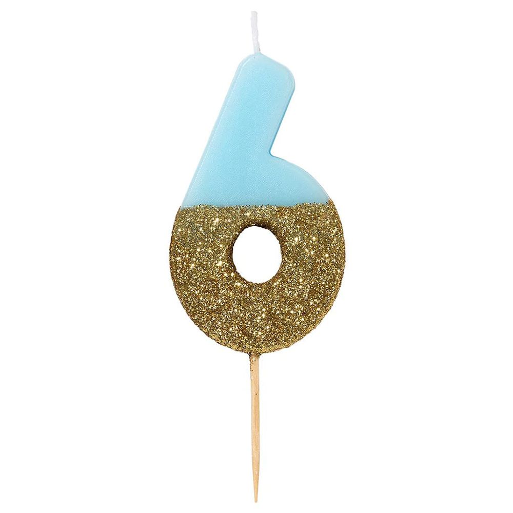 Talking Tables - We Heart Birthdays Glitter Number Candle 6 - Blue