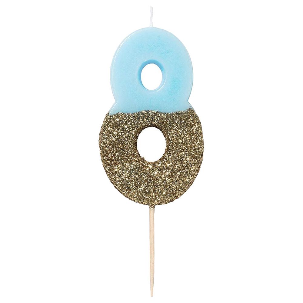 Talking Tables - We Heart Birthdays Glitter Number Candle 8 - Blue