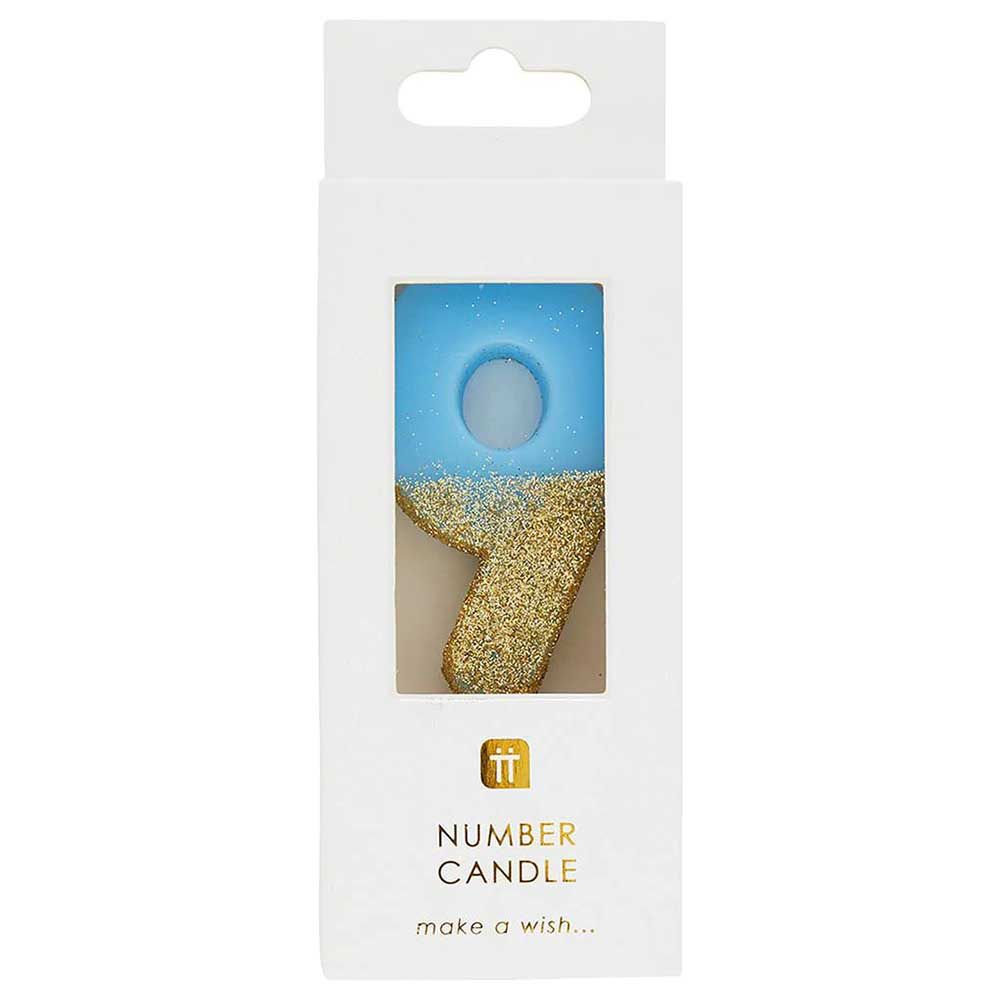 Talking Tables - We Heart Birthdays Glitter Number Candle 9 - Blue