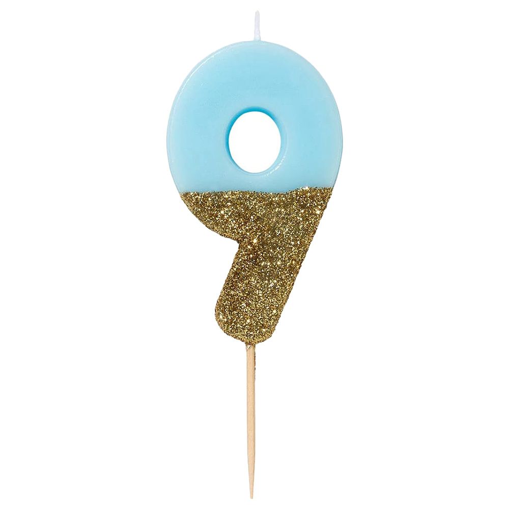 Talking Tables - We Heart Birthdays Glitter Number Candle 9 - Blue