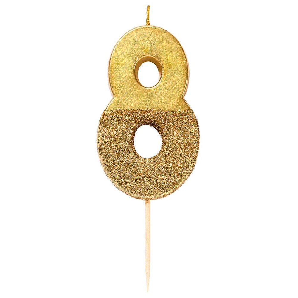 Talking Tables - We Heart Birthdays Glitter Number Candle 8 - Gold