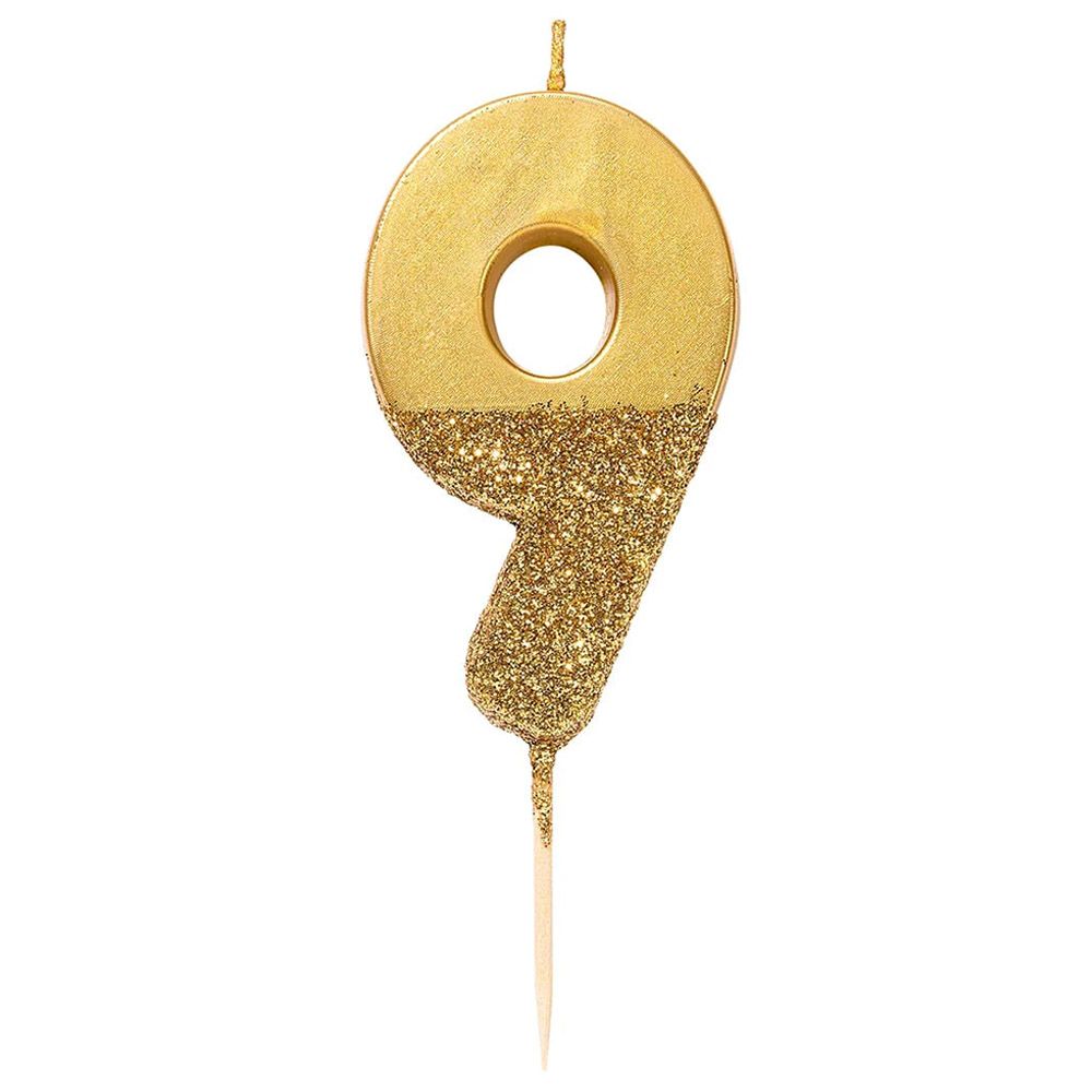 Talking Tables - We Heart Birthdays Glitter Number Candle 9 - Gold