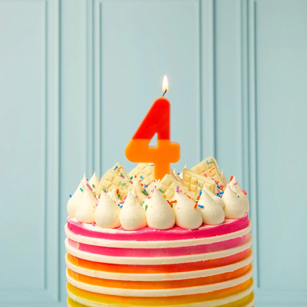 Talking Tables - We Heart Birthdays Candle - 4 - Orange