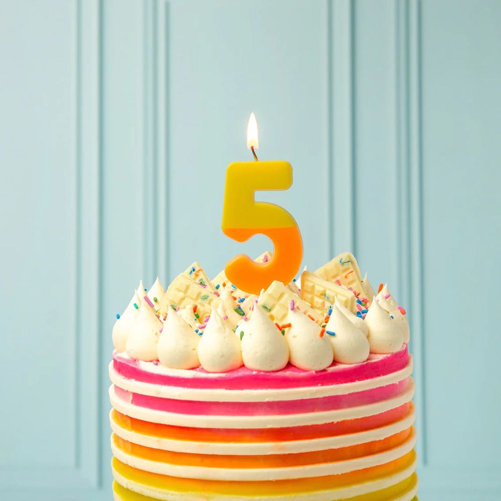 Talking Tables - We Heart Birthdays Candle - 5 - Orange