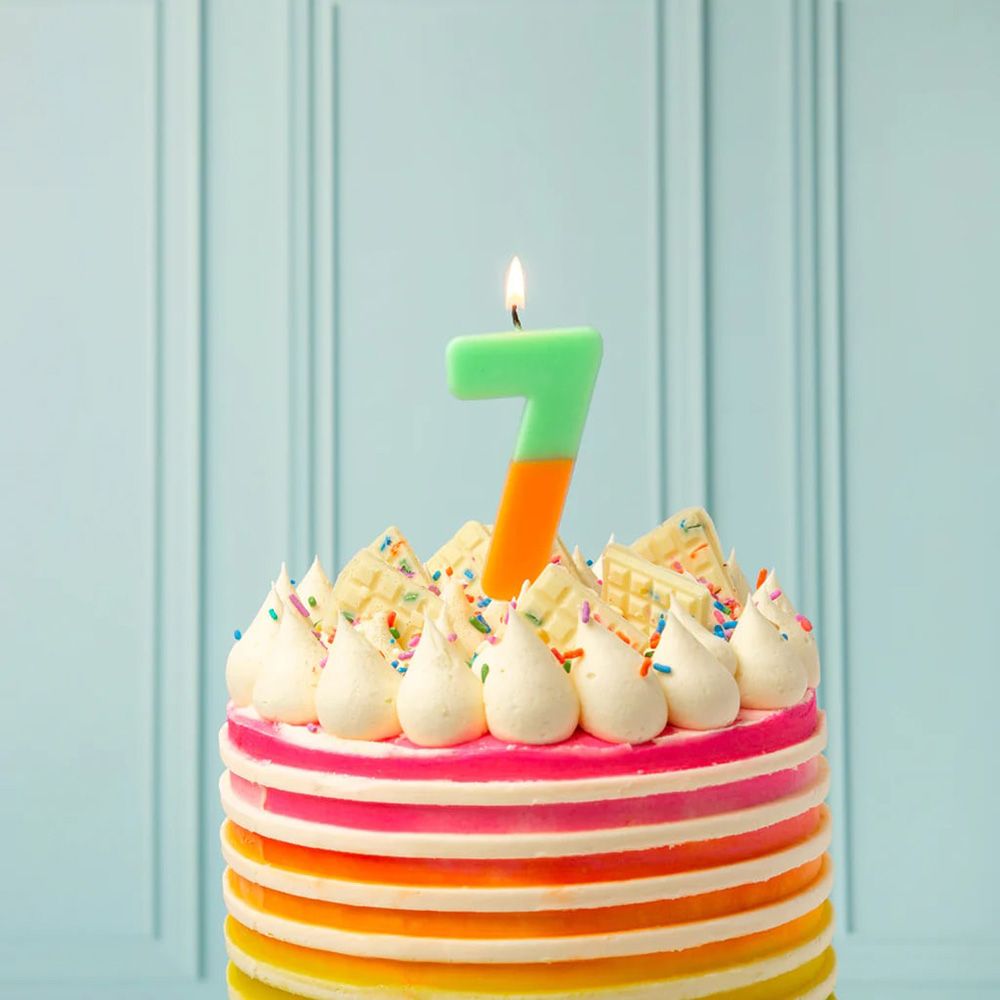 Talking Tables - We Heart Birthdays Candle - 7 - Orange