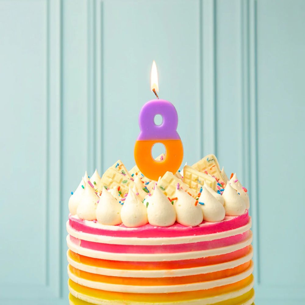 Talking Tables - We Heart Birthdays Candle - 8 - Orange