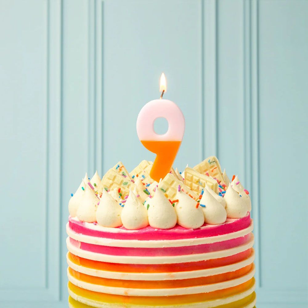 Talking Tables - We Heart Birthdays Candle - 9 - Orange