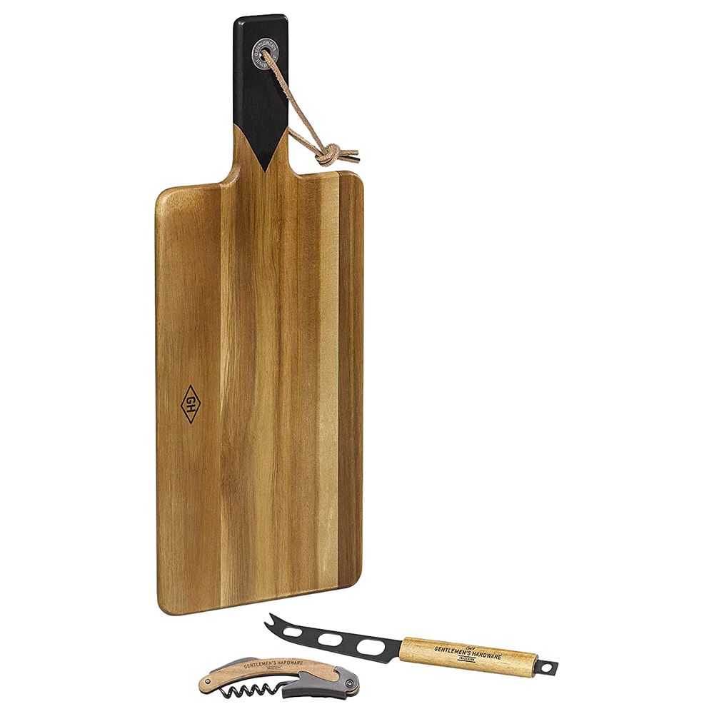 Gentlemen's Hardware - Cheese Board, Knife Set & Wine Opener