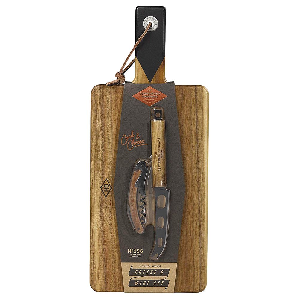 Gentlemen's Hardware - Cheese Board, Knife Set & Wine Opener