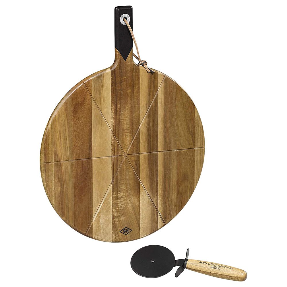 Gentlemen's Hardware - Pizza Cutter & Serving Board - Brown