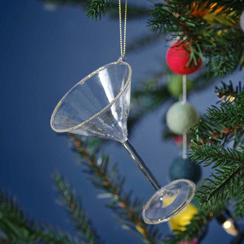 Ginger Ray - Novelty Martini Glass Christmas Tree Hanging Decoration - Clear