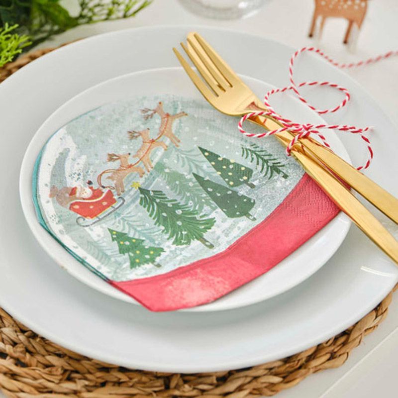 Ginger Ray - Snow Globe Shaped Paper Napkins - 16pcs