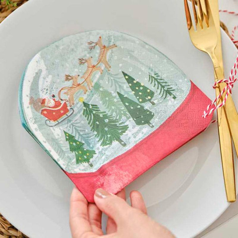 Ginger Ray - Snow Globe Shaped Paper Napkins - 16pcs