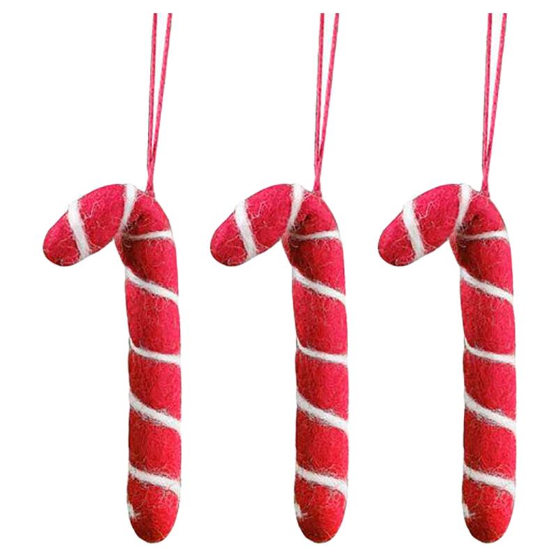 Ginger Ray - Candy Cane Christmas Tree Decorations - 3pcs - Red