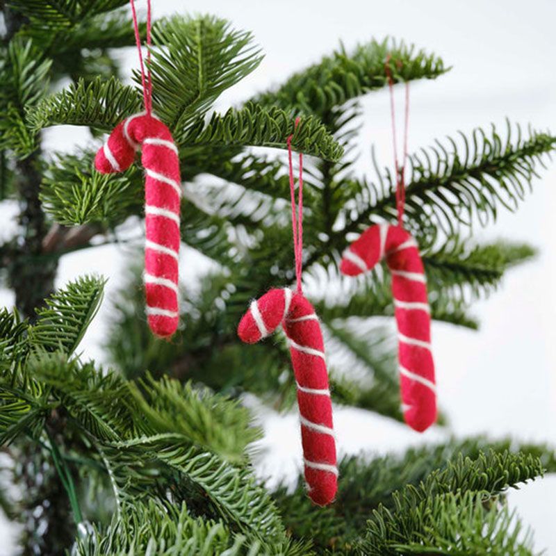 Ginger Ray - Candy Cane Christmas Tree Decorations - 3pcs - Red