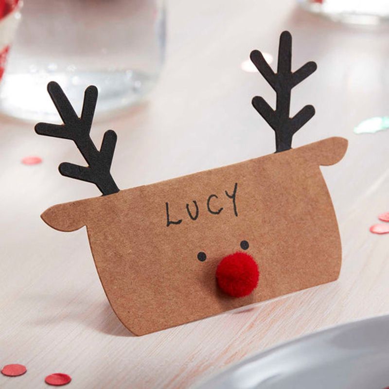 Ginger Ray - Kraft Reindeer Shaped Place Cards - Brown