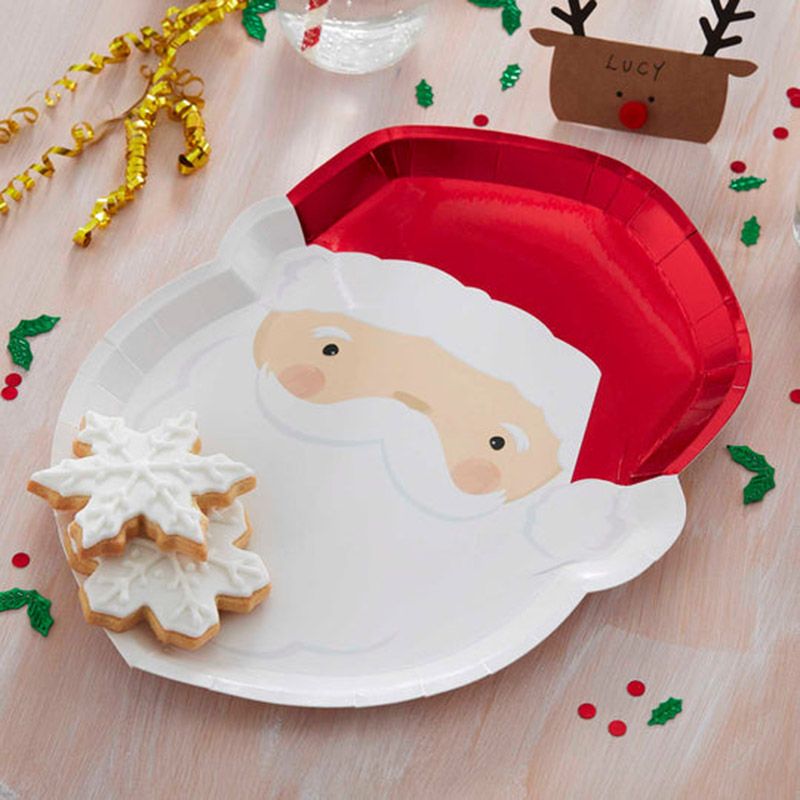 Ginger Ray - Santa Shaped Paper Plates - 8pcs