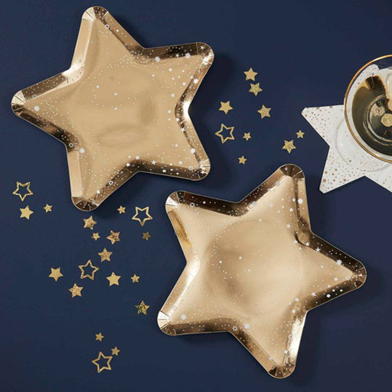 Ginger Ray - Star Shaped Paper Plates - 8pcs - Gold