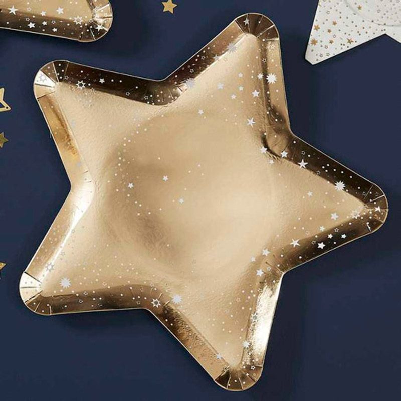 Ginger Ray - Star Shaped Paper Plates - 8pcs - Gold