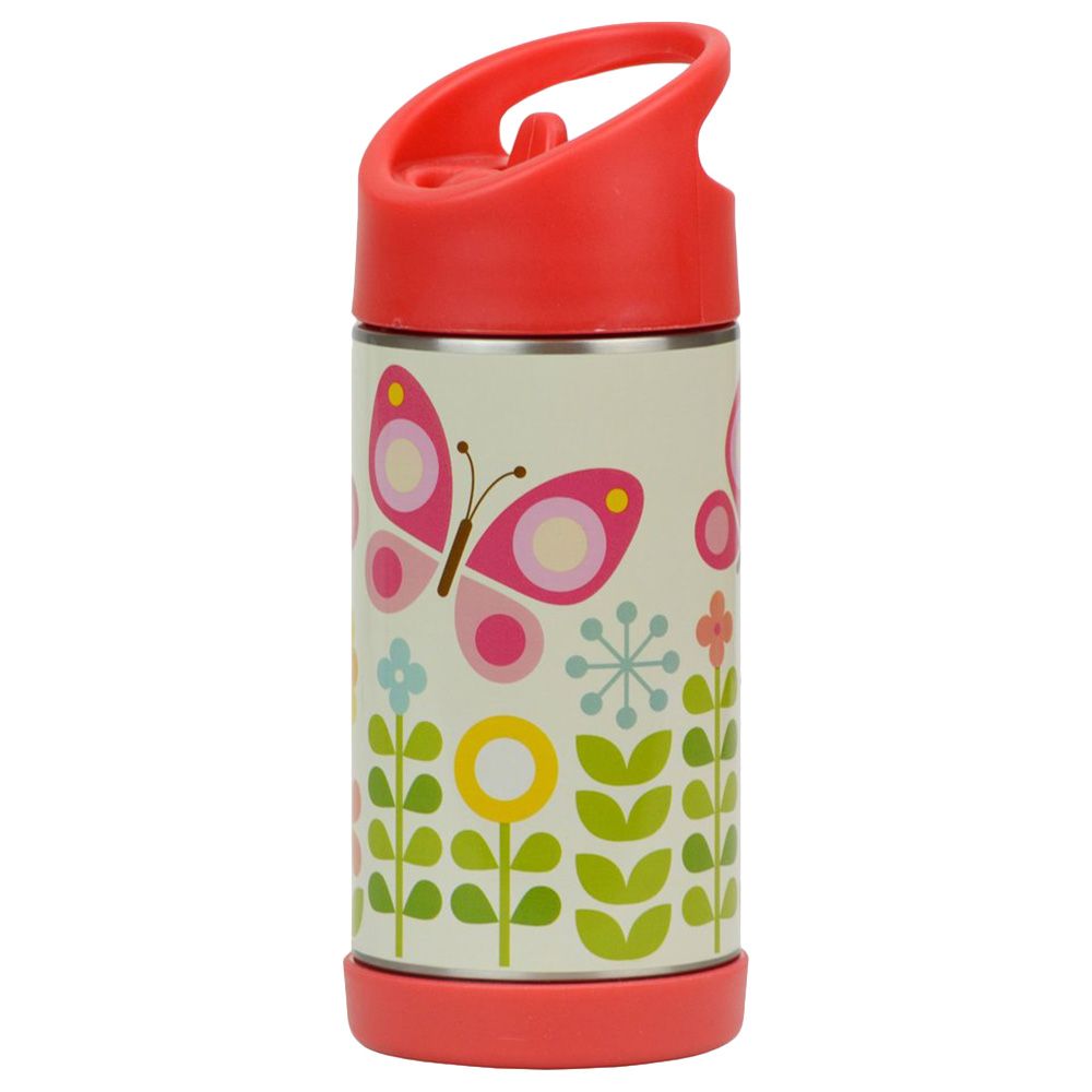 Petit Collage - Stainless Steel Water Bottle Butterflies Red