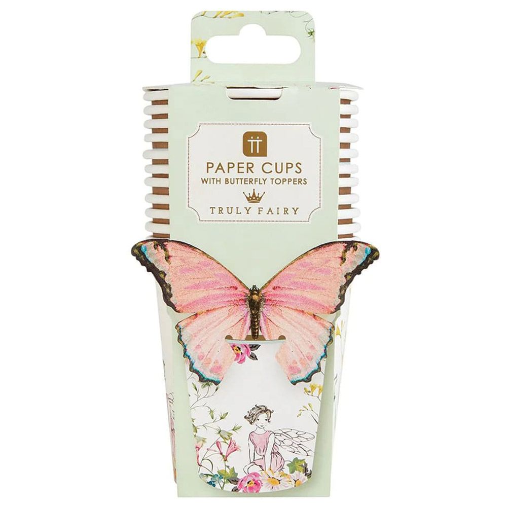 Talking Tables - Truly Fairy Cups w/ Butterfly Topper - 7Oz - 12pcs