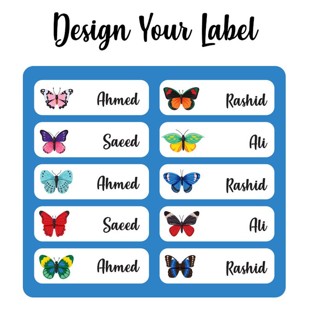 Printshop - Waterproof Personalised Labels Pack of 84 - Butterfly