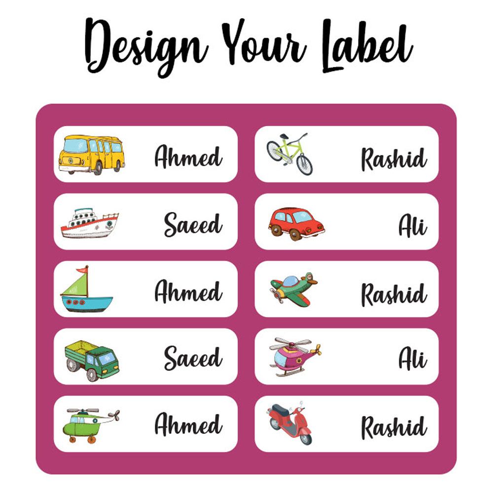 Printshop - Waterproof Personalised Labels - Pack of 84 - Vehicle