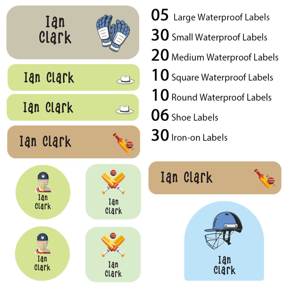 My Labels - Shoe & Iron On Waterproof Labels - Sports Equipment