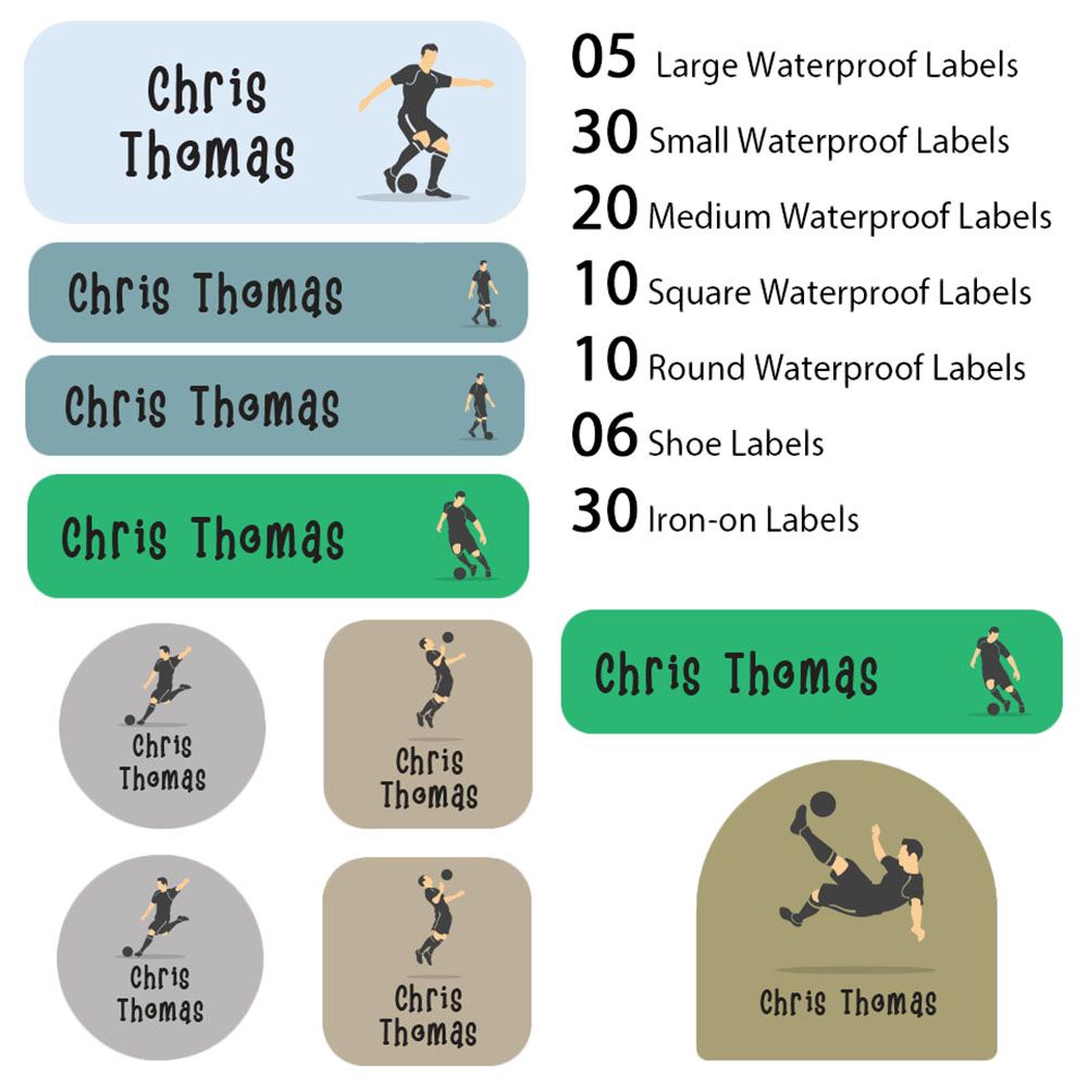 My Labels - Shoe & Iron On Waterproof Labels - Foot Ball Player