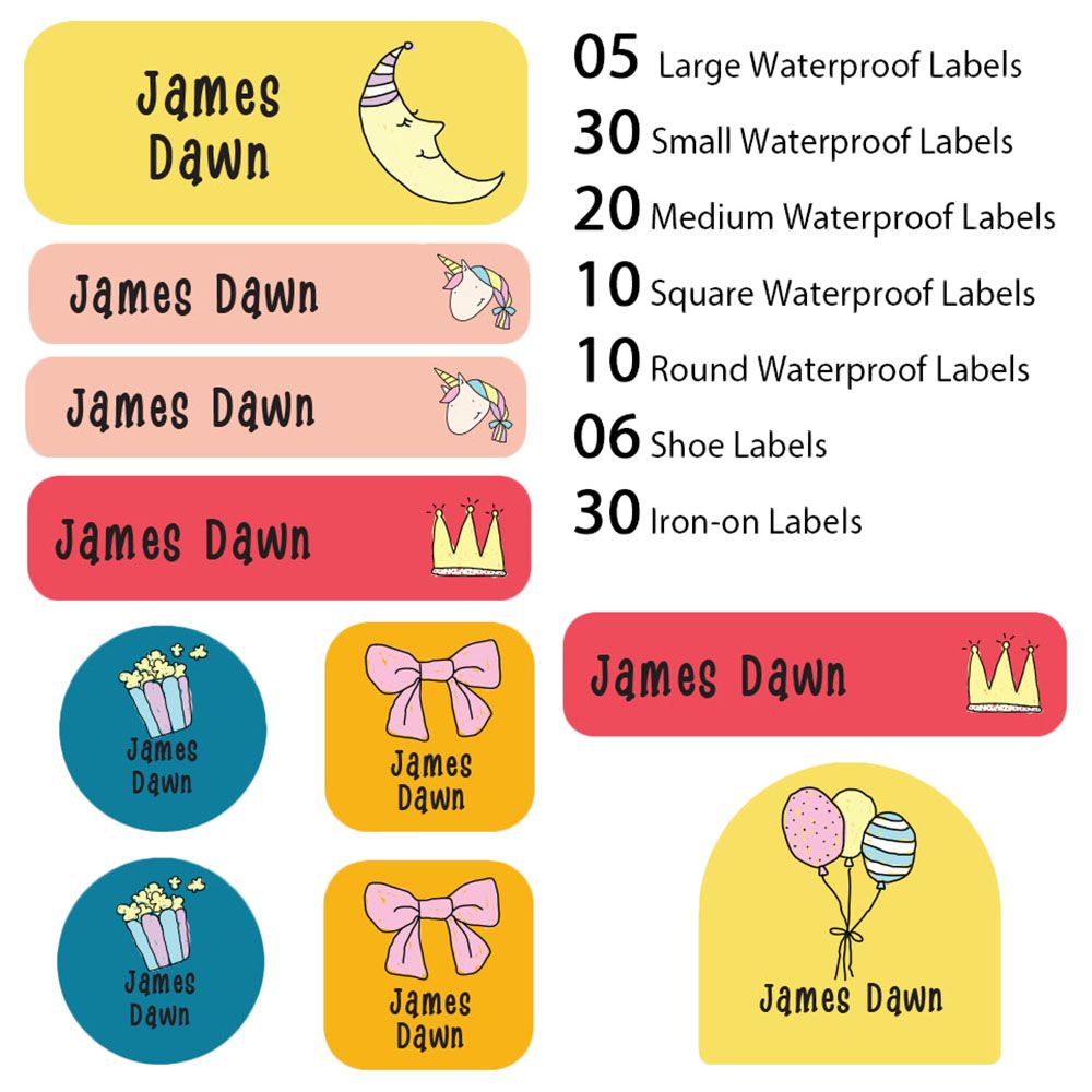 My Labels - Shoe & Iron On Waterproof Labels - Unicorn & Moon