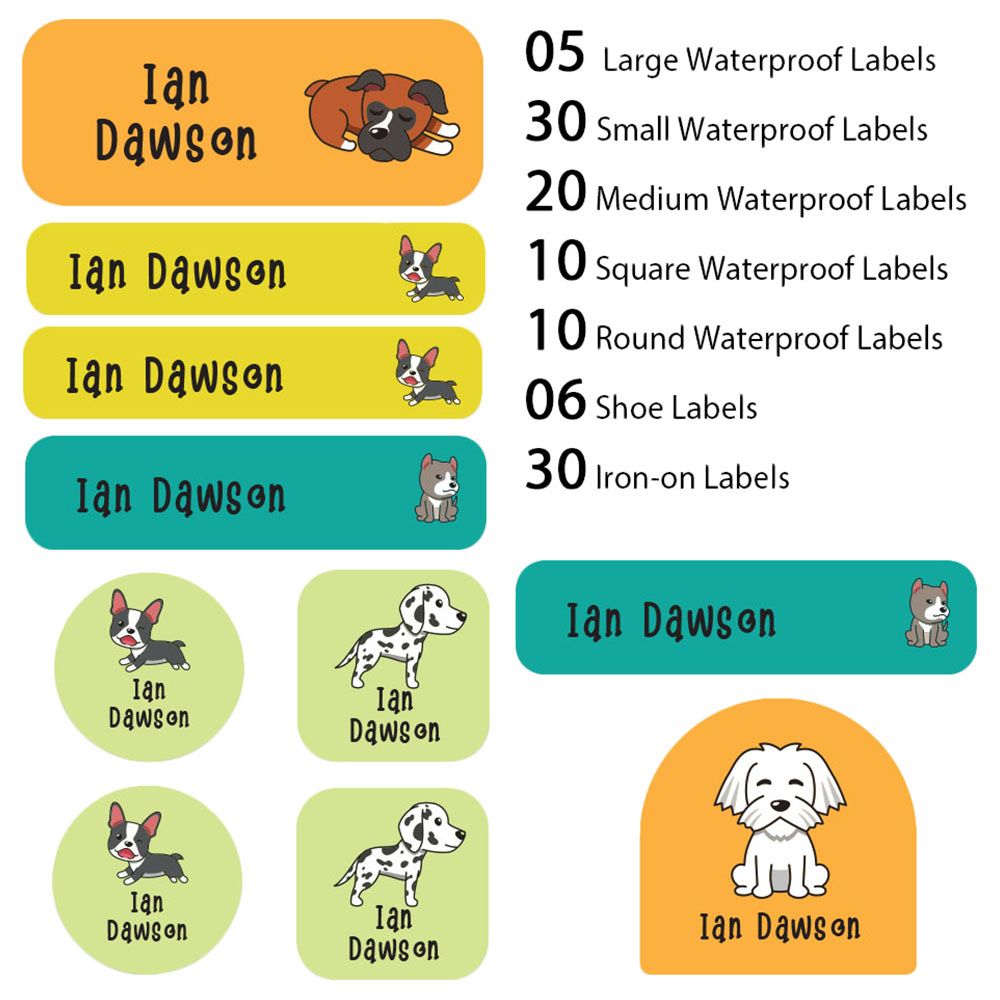 My Labels - Shoe & Iron On Waterproof Labels - Cute Puppy