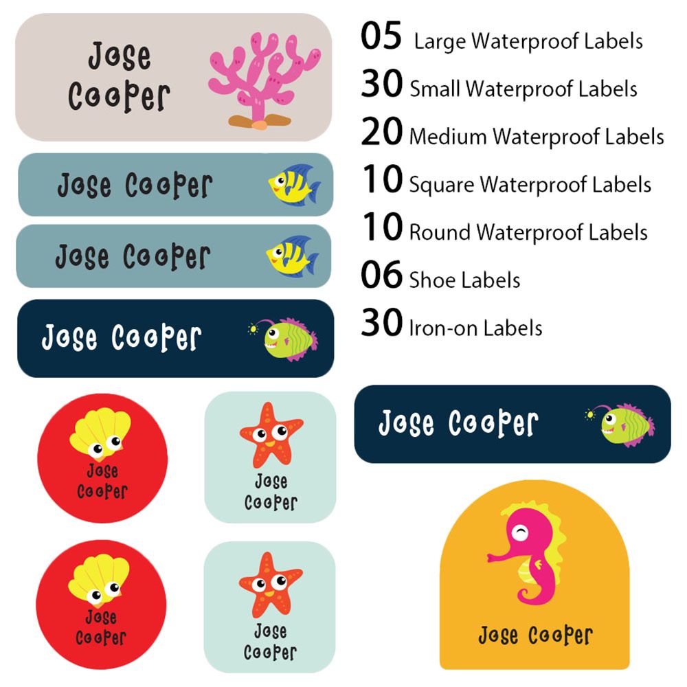 My Labels - Shoe & Iron On Waterproof Labels - Fish