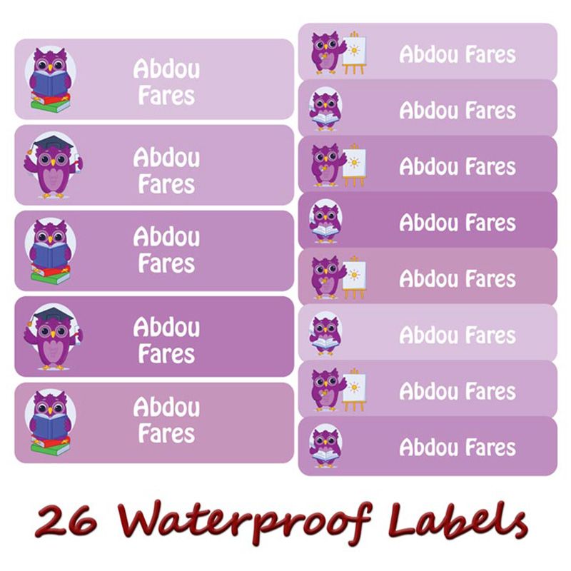 Printshop - Personalised Waterproof Labels Set - Owl