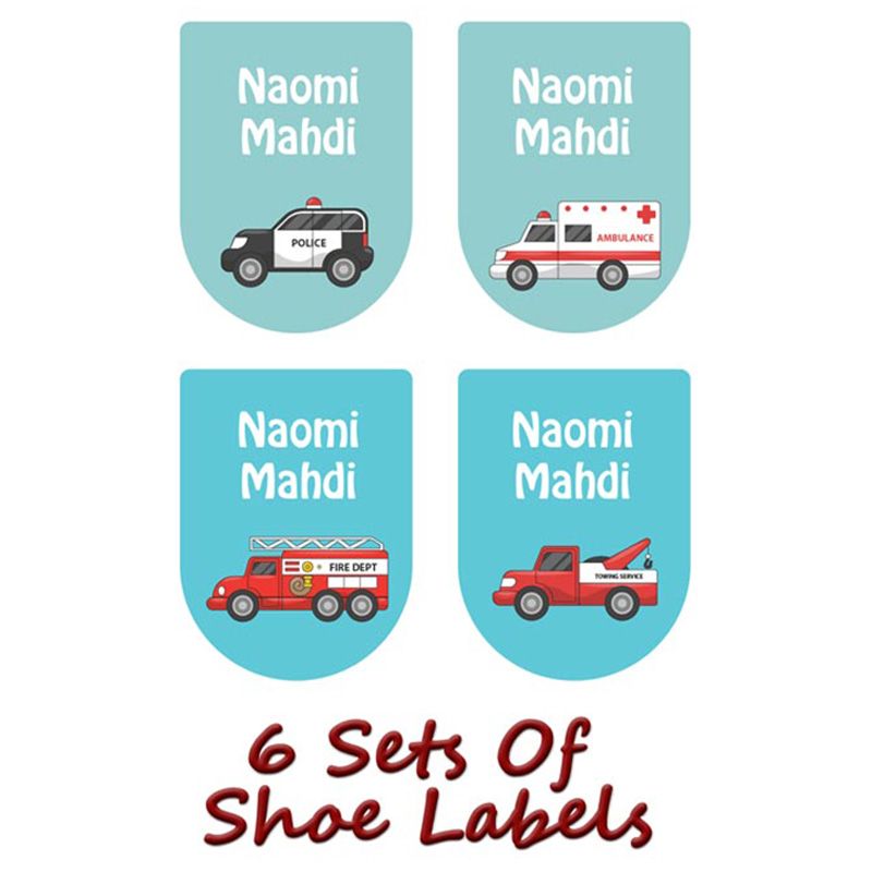 Printshop - Personalised Waterproof Labels Set - Emergency Vehicles