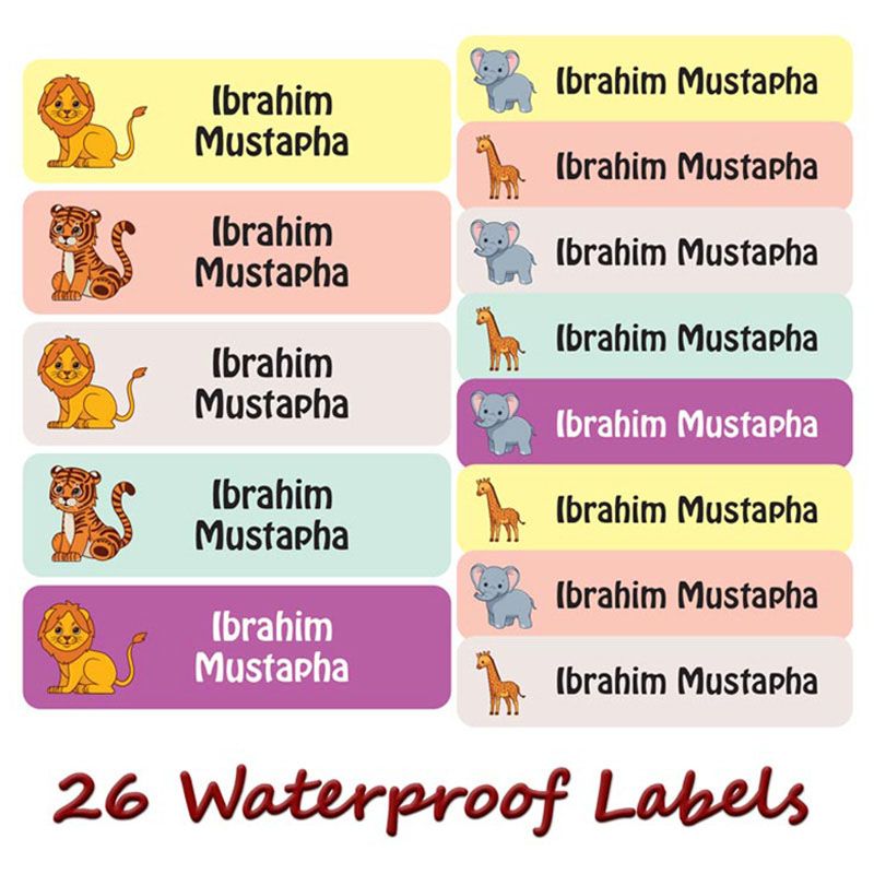 Printshop - Personalised Waterproof Labels Set - Mix Animal