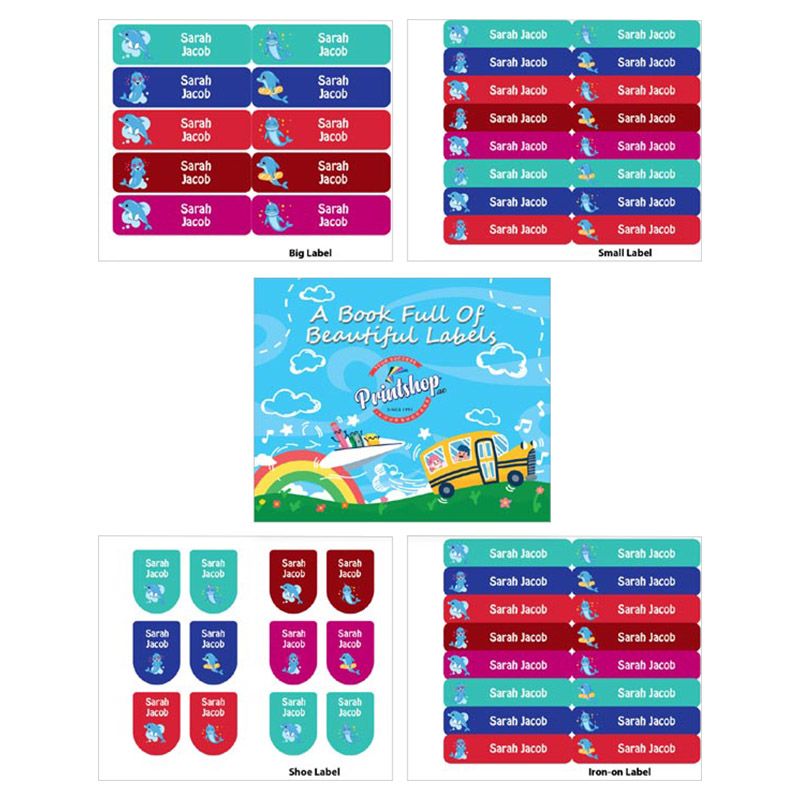 Printshop - Personalised Waterproof Labels Set - Dolphin