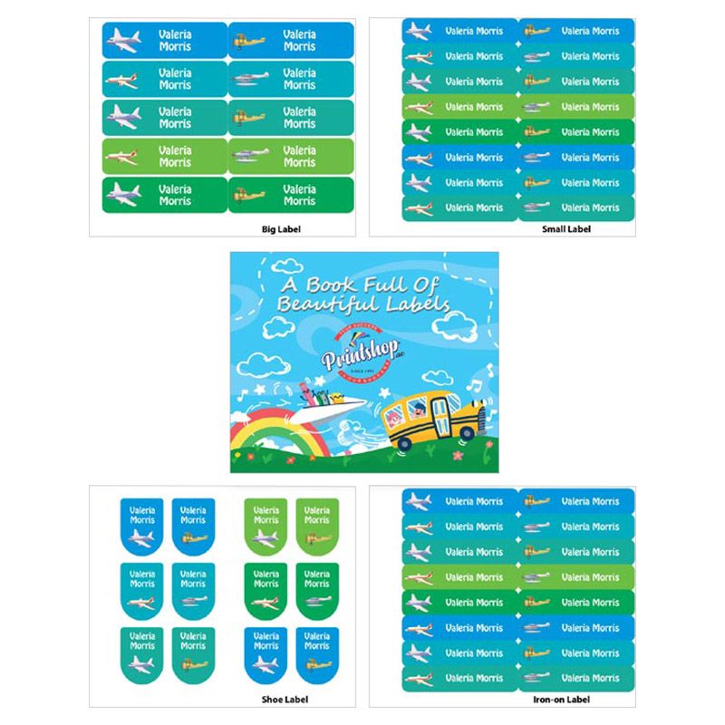 Printshop - Personalised Waterproof Labels Set - Aeroplane