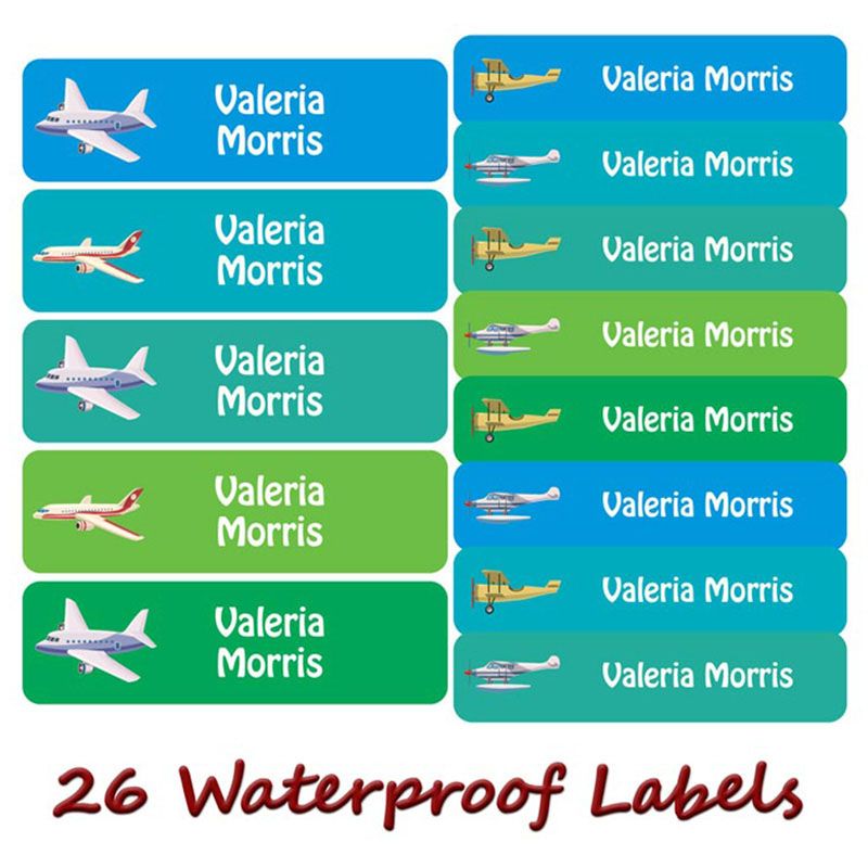 Printshop - Personalised Waterproof Labels Set - Aeroplane