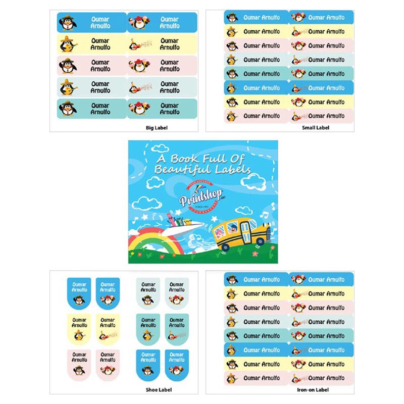 Printshop - Personalised Waterproof Labels Set - Penguin