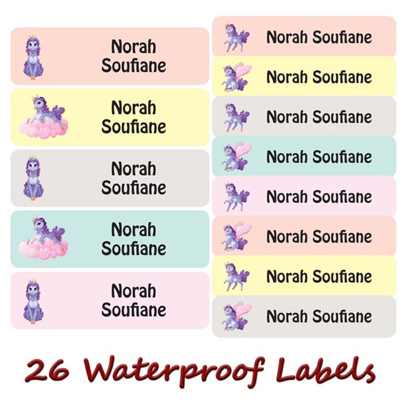 Printshop - Personalised Waterproof Labels Set - Unicorn 2