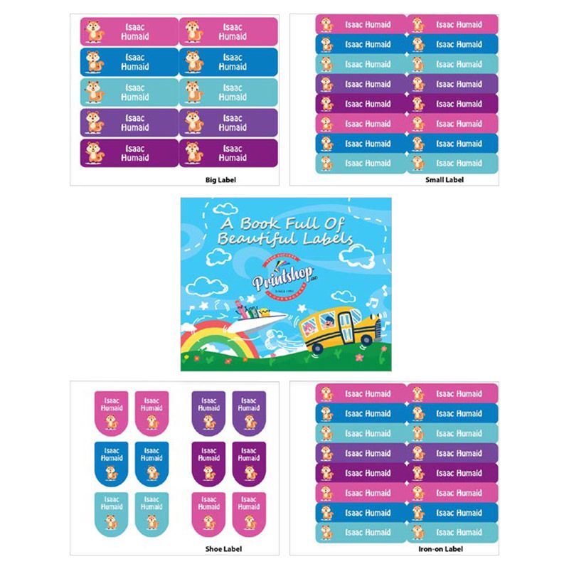 Printshop - Personalised Waterproof Labels Set - Chipmunks