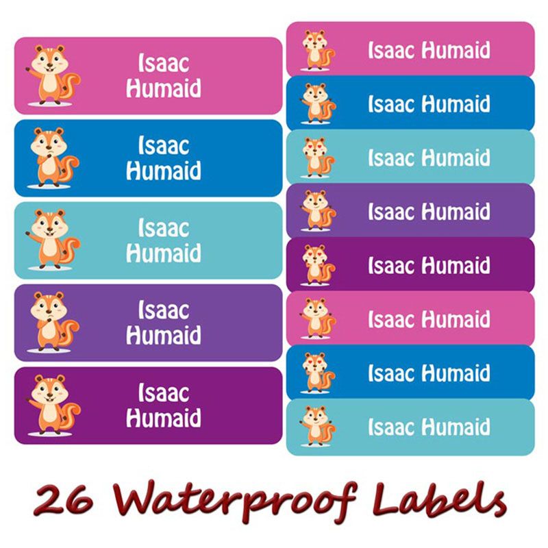 Printshop - Personalised Waterproof Labels Set - Chipmunks