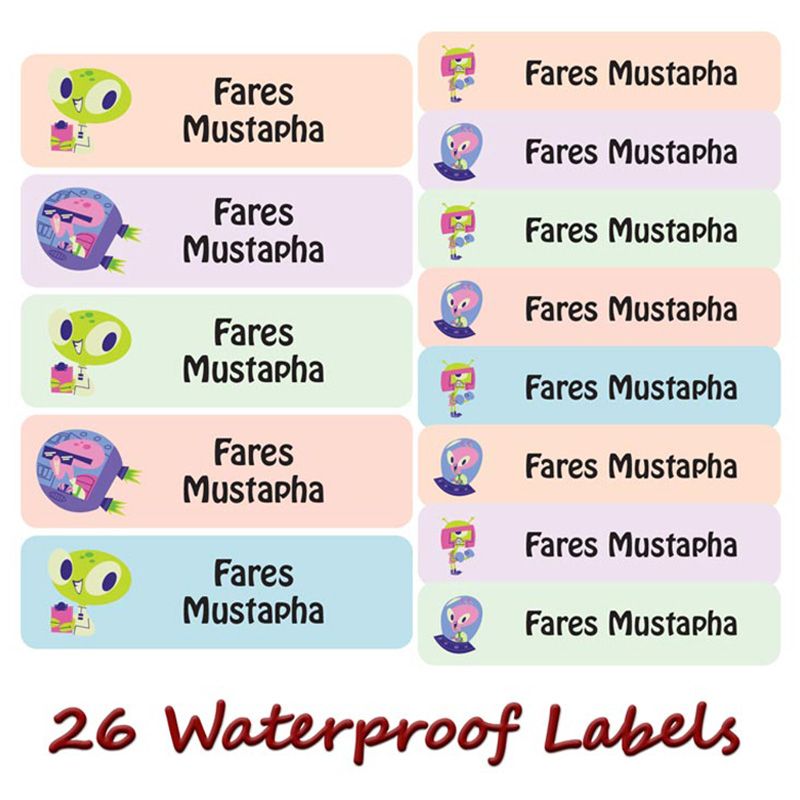 Printshop - Personalised Waterproof Labels Set - Aliens