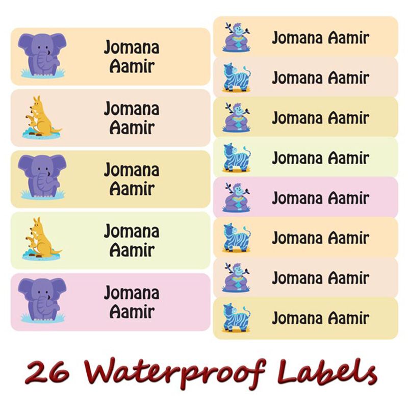 Printshop - Personalised Waterproof Labels Set - Mix Animals 2