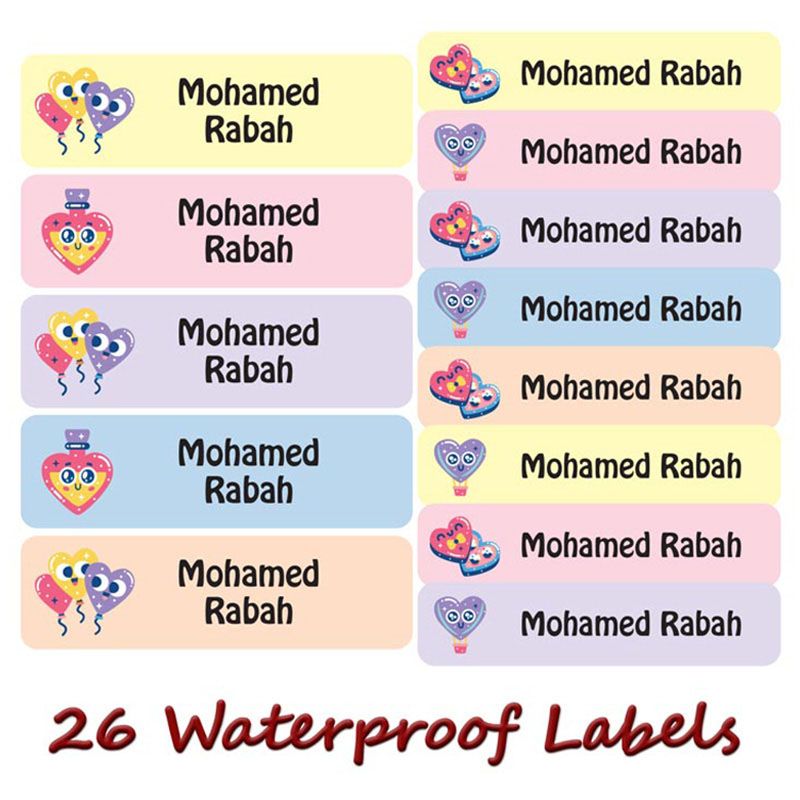 Printshop - Personalised Waterproof Labels Set - Heart