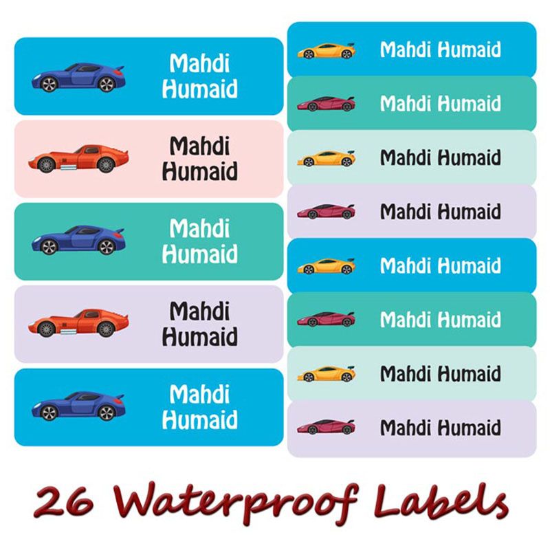 Printshop - Personalised Waterproof Labels Set - Sports Cars