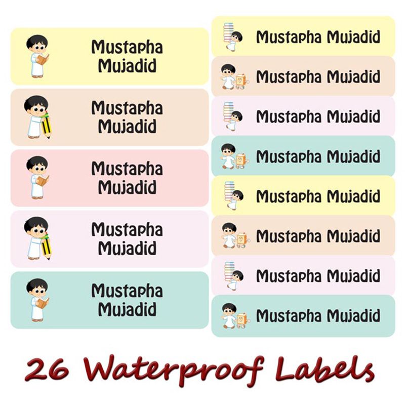 Printshop - Personalised Waterproof Labels Set - Arab Boy