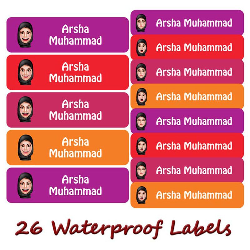 Printshop - Personalised Waterproof Labels Set - Arab Girl